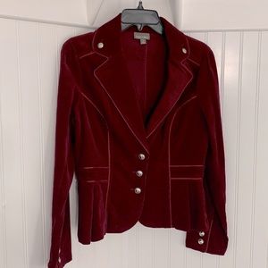Roz&Ali Burgundy Fitted Jacket Light Corduroy Soft Feel with Silver Butt…